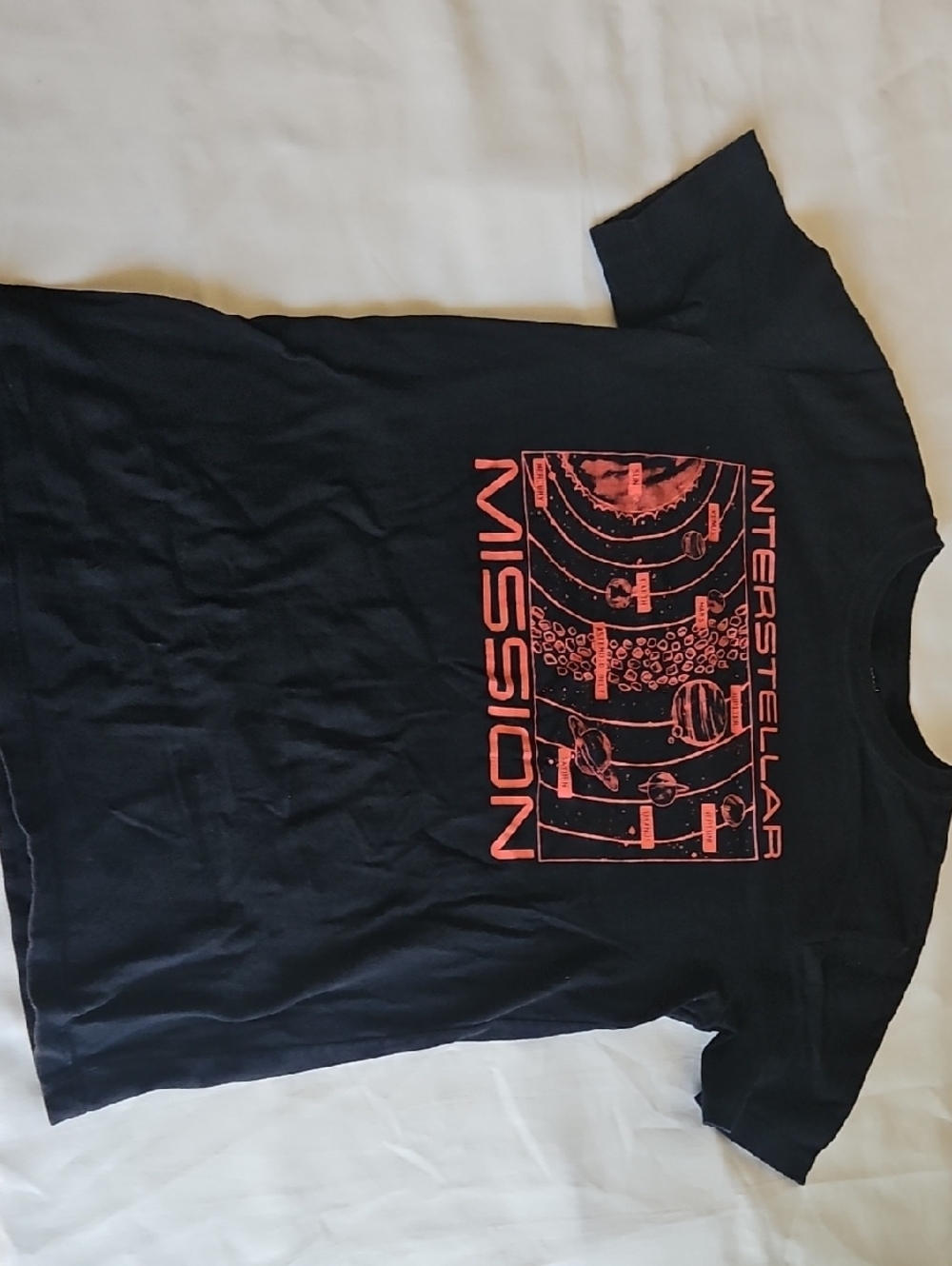 Carter's Black Tee with Red Interstellar Mission Graphic